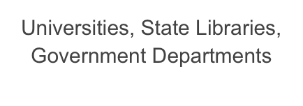 Universities, State Libraries,
Government Departments